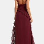 Sonia – Asymmetric Waterfall Ruffle Long Dress