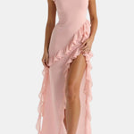 Sonia – Asymmetric Waterfall Ruffle Long Dress