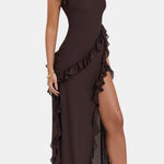 Sonia – Asymmetric Waterfall Ruffle Long Dress