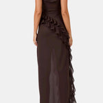 Sonia – Asymmetric Waterfall Ruffle Long Dress