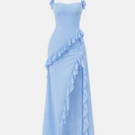 Sonia – Asymmetric Waterfall Ruffle Long Dress