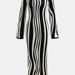 Trixie – Contrast Stripe Round Neck Knit Maxi Dress