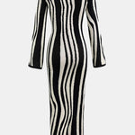 Trixie – Contrast Stripe Round Neck Knit Maxi Dress