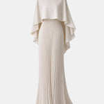 Veda – Pleated Chiffon Maxi Dress with High Neck Silhouette