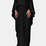 Veda – Pleated Chiffon Maxi Dress with High Neck Silhouette