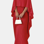 Veda – Pleated Chiffon Maxi Dress with High Neck Silhouette