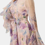 Xyla – Floral Ruffle-Cuff Maxi Dress with Flowing Silhouette