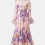 Xyla – Floral Ruffle-Cuff Maxi Dress with Flowing Silhouette
