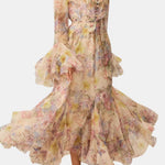 Xyla – Floral Ruffle-Cuff Maxi Dress with Flowing Silhouette