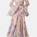 Xyla – Floral Ruffle-Cuff Maxi Dress with Flowing Silhouette